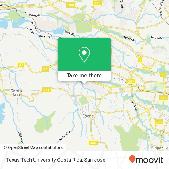 Mapa de Texas Tech University Costa Rica