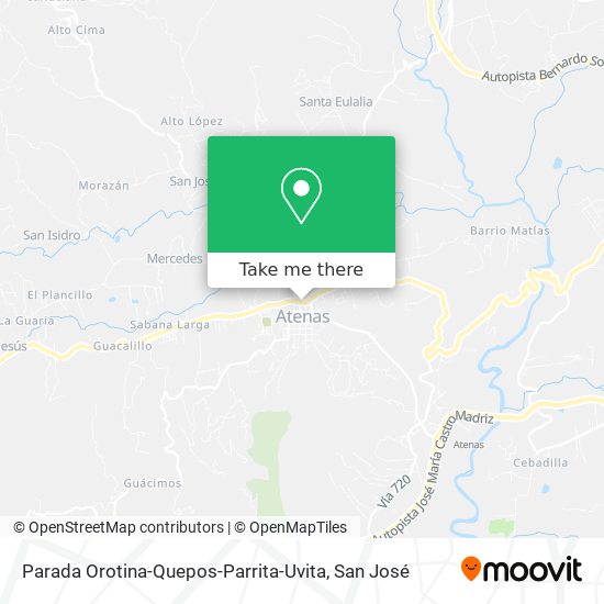 Parada Orotina-Quepos-Parrita-Uvita map