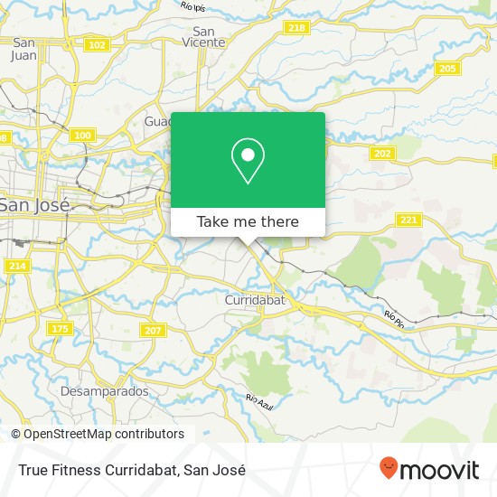 Mapa de True Fitness Curridabat