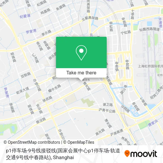 p1停车场-9号线接驳线(国家会展中心p1停车场-轨道交通9号线中春路站) map