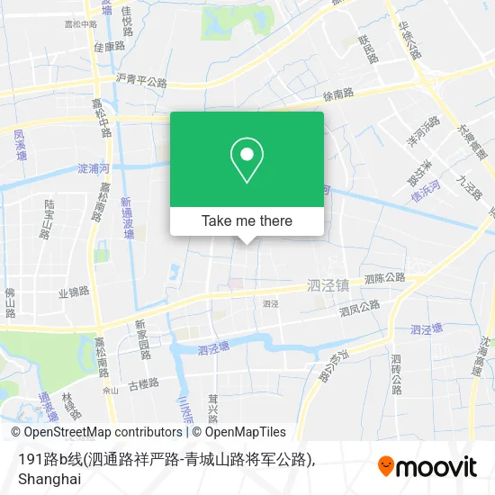 191路b线(泗通路祥严路-青城山路将军公路) map