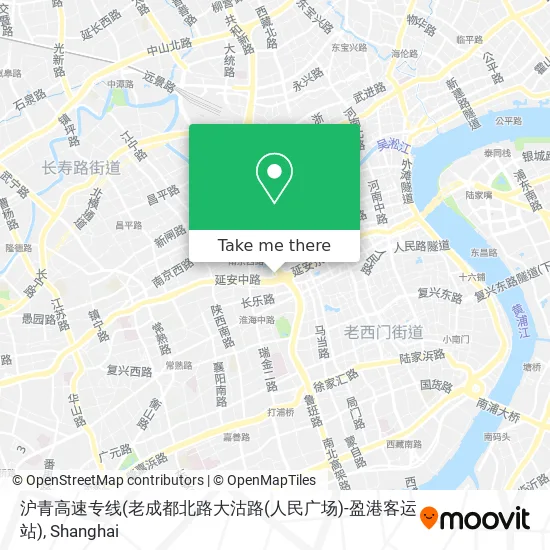 沪青高速专线(老成都北路大沽路(人民广场)-盈港客运站) map