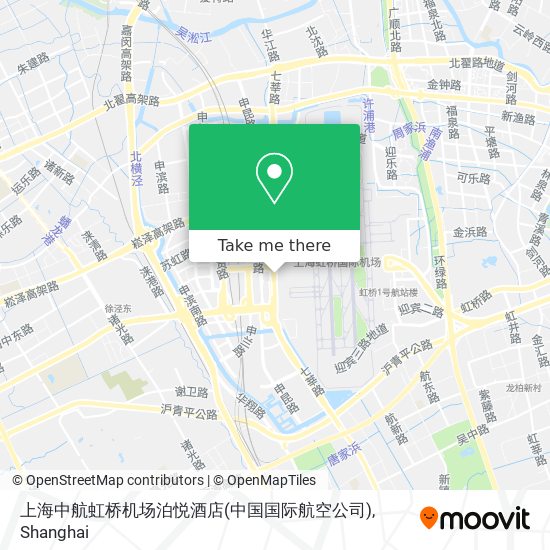 上海中航虹桥机场泊悦酒店(中国国际航空公司) map