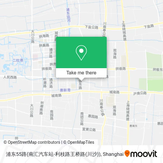 浦东55路(南汇汽车站-利枝路王桥路(川沙)) map
