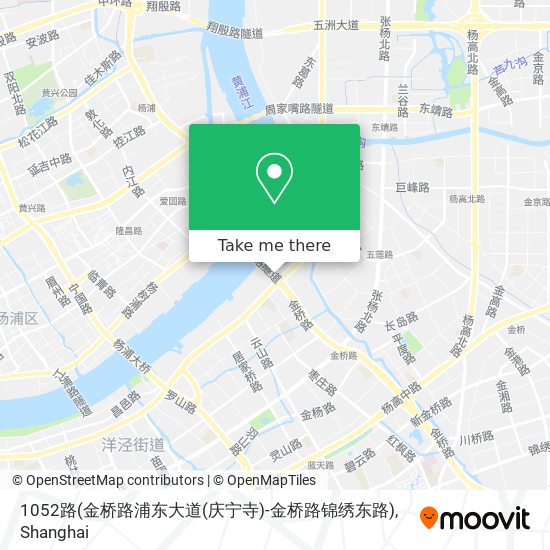 1052路(金桥路浦东大道(庆宁寺)-金桥路锦绣东路) map