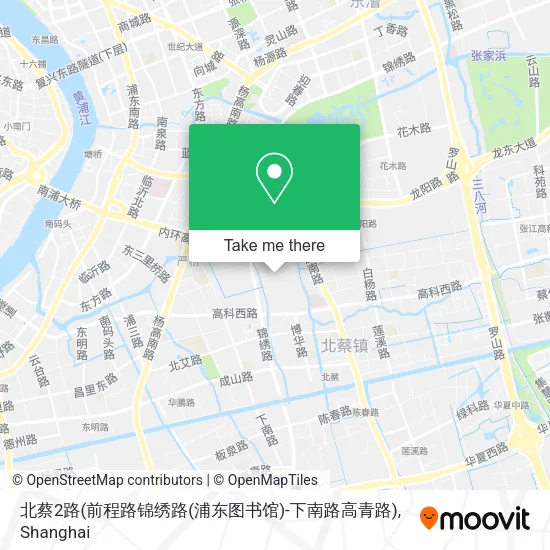 北蔡2路(前程路锦绣路(浦东图书馆)-下南路高青路) map