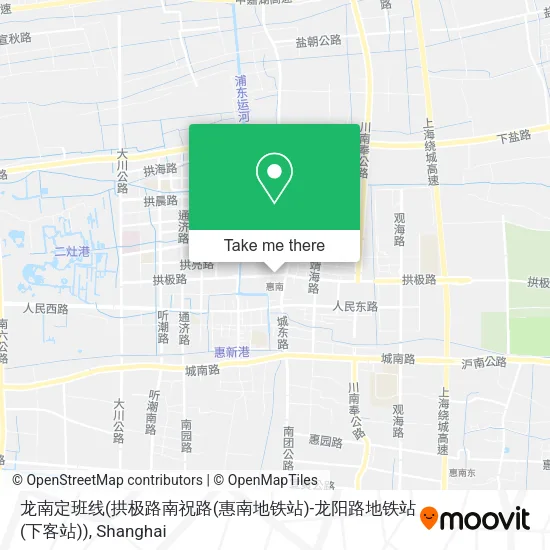 龙南定班线(拱极路南祝路(惠南地铁站)-龙阳路地铁站(下客站)) map