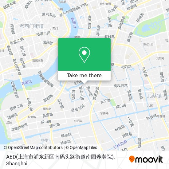 AED(上海市浦东新区南码头路街道南园养老院) map