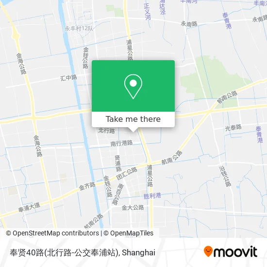 奉贤40路(北行路-公交奉浦站) map