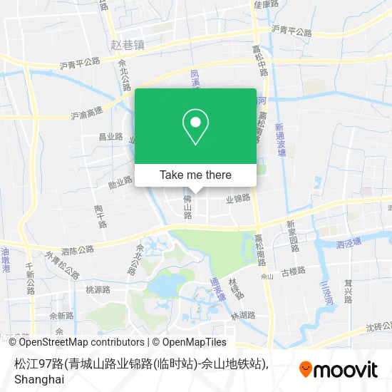 松江97路(青城山路业锦路(临时站)-佘山地铁站) map