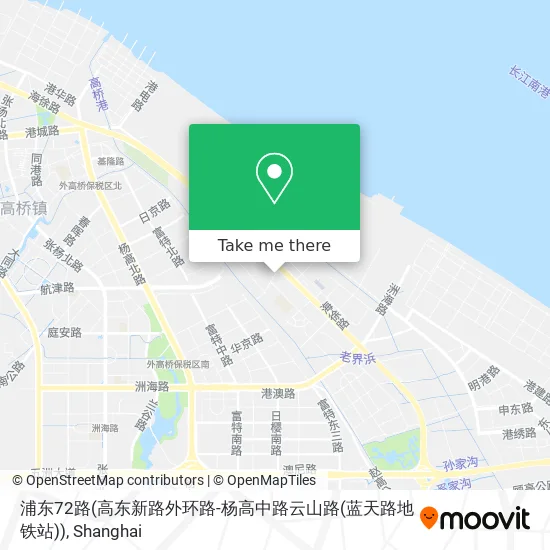 浦东72路(高东新路外环路-杨高中路云山路(蓝天路地铁站)) map