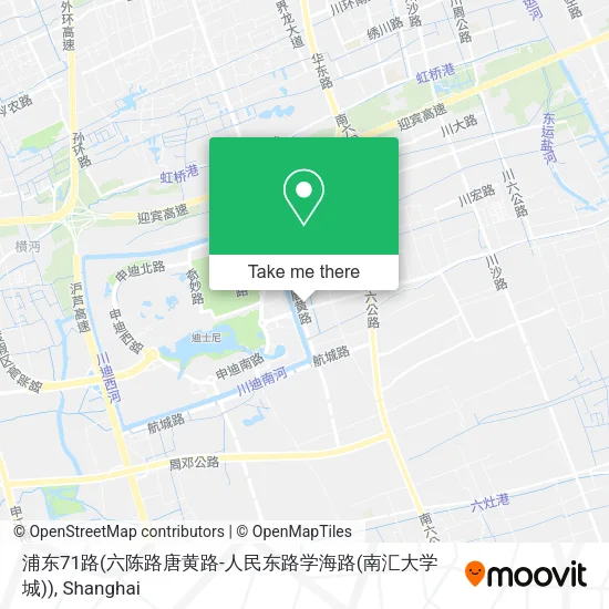 浦东71路(六陈路唐黄路-人民东路学海路(南汇大学城)) map