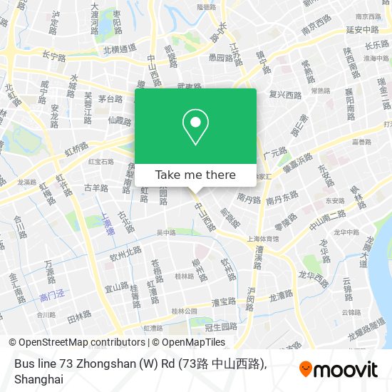 Bus line 73 Zhongshan (W) Rd (73路 中山西路) map