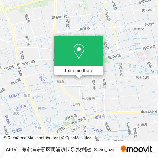 AED(上海市浦东新区周浦镇长乐养护院) map