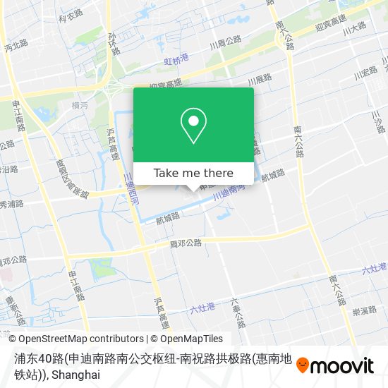 浦东40路(申迪南路南公交枢纽-南祝路拱极路(惠南地铁站)) map