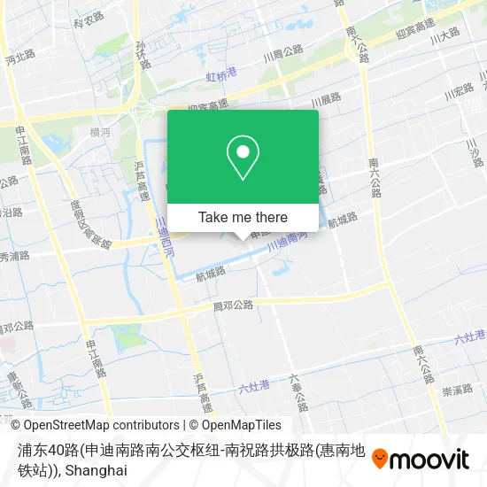 浦东40路(申迪南路南公交枢纽-南祝路拱极路(惠南地铁站)) map