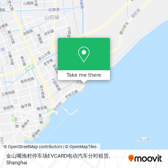 金山嘴渔村停车场EVCARD电动汽车分时租赁 map