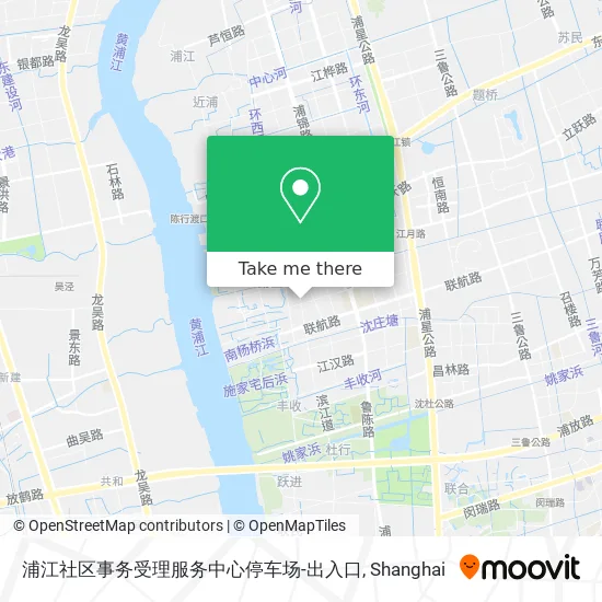 浦江社区事务受理服务中心停车场-出入口 map