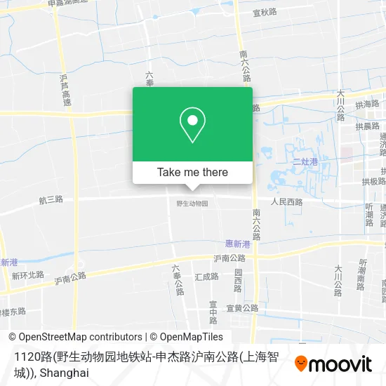 1120路(野生动物园地铁站-申杰路沪南公路(上海智城)) map