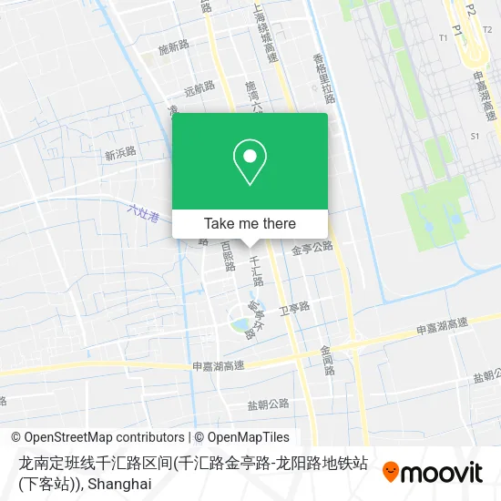龙南定班线千汇路区间(千汇路金亭路-龙阳路地铁站(下客站)) map