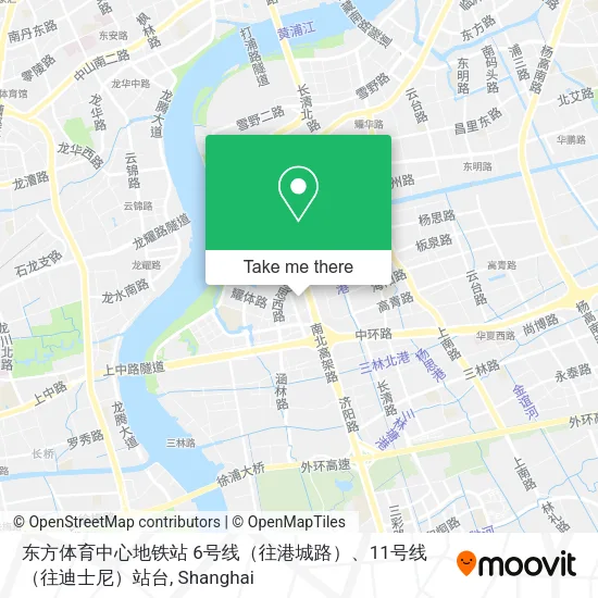 东方体育中心地铁站 6号线（往港城路）、11号线（往迪士尼）站台 map
