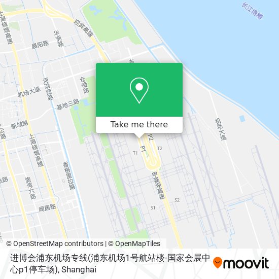 进博会浦东机场专线(浦东机场1号航站楼-国家会展中心p1停车场) map