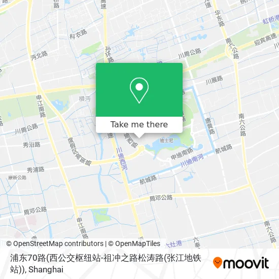 浦东70路(西公交枢纽站-祖冲之路松涛路(张江地铁站)) map