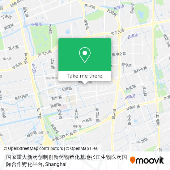 国家重大新药创制创新药物孵化基地张江生物医药国际合作孵化平台 map