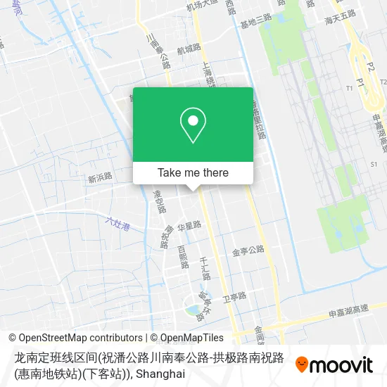 龙南定班线区间(祝潘公路川南奉公路-拱极路南祝路(惠南地铁站)(下客站)) map