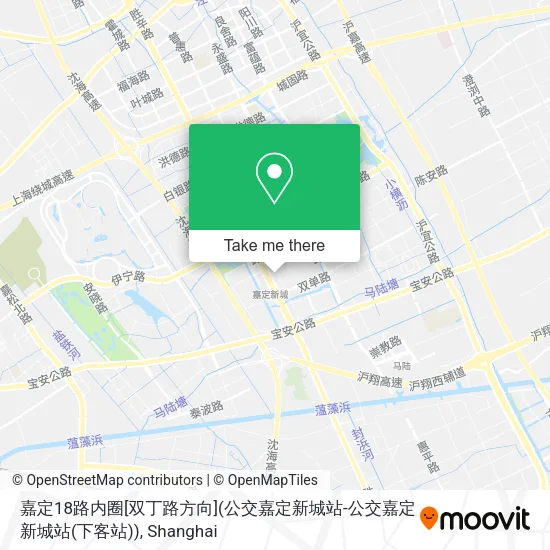 嘉定18路内圈[双丁路方向](公交嘉定新城站-公交嘉定新城站(下客站)) map