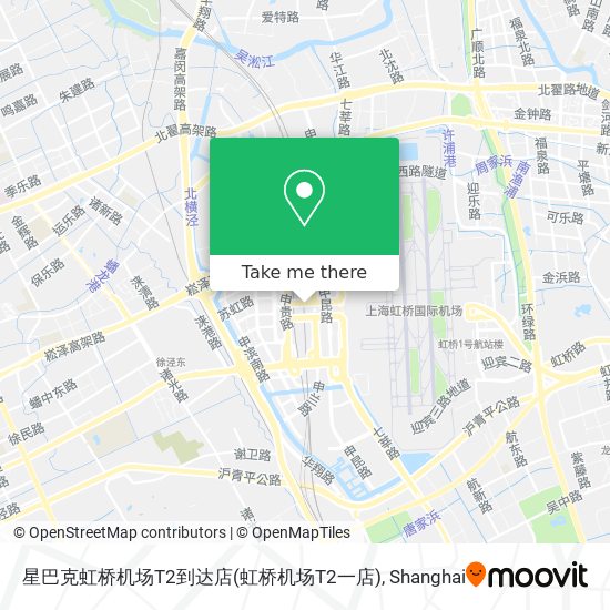 星巴克虹桥机场T2到达店(虹桥机场T2一店) map