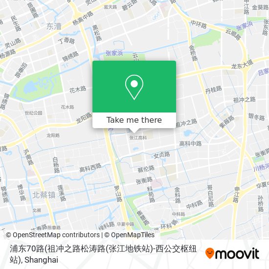 浦东70路(祖冲之路松涛路(张江地铁站)-西公交枢纽站) map