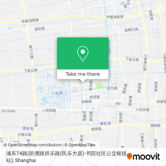 浦东74路(听潮路拱乐路(民乐大居)-书院社区公交枢纽站) map