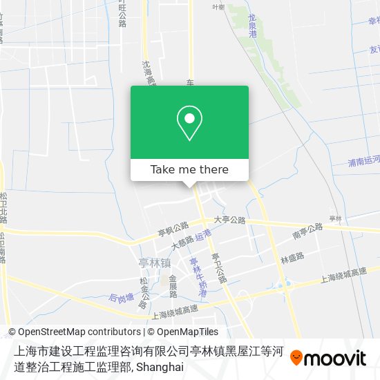 上海市建设工程监理咨询有限公司亭林镇黑屋江等河道整治工程施工监理部 map