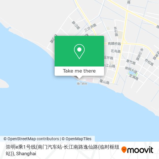 崇明e乘1号线(南门汽车站-长江南路逸仙路(临时枢纽站)) map