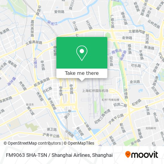 FM9063 SHA-TSN / Shanghai Airlines map