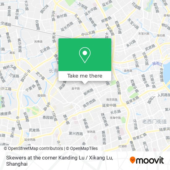 Skewers at the corner Kanding Lu / Xikang Lu map