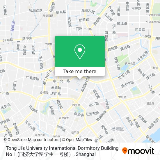 Tong Ji's University International Dormitory Building No 1 map