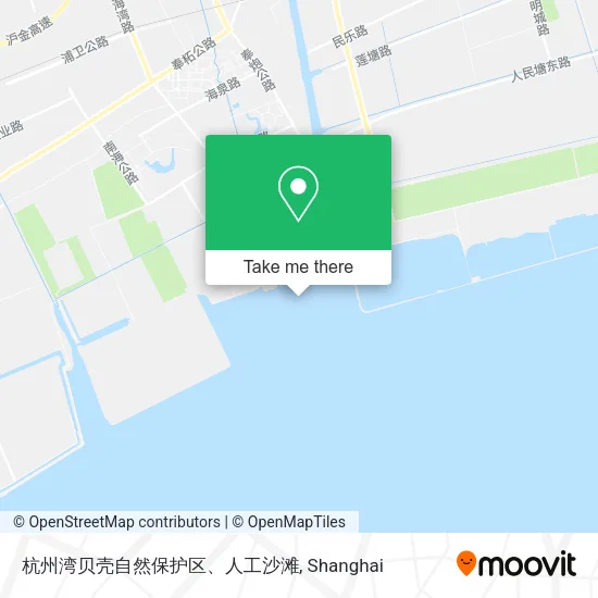 杭州湾贝壳自然保护区、人工沙滩 map