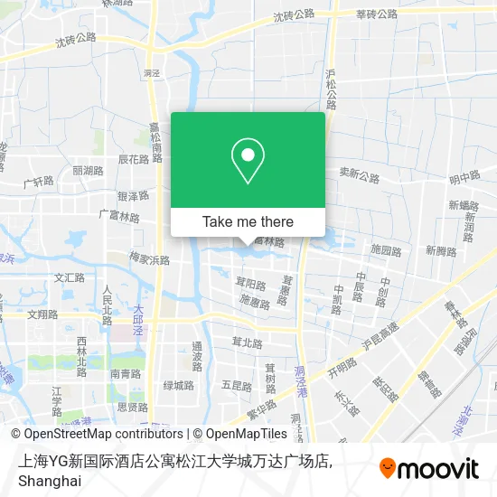 上海YG新国际酒店公寓松江大学城万达广场店 map