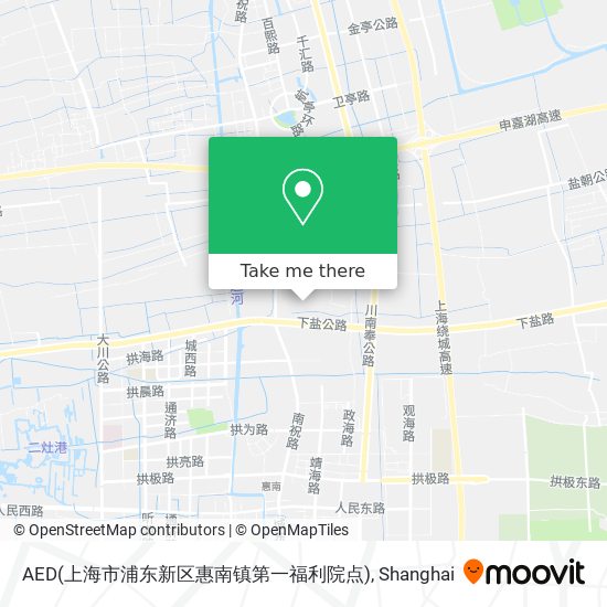 AED(上海市浦东新区惠南镇第一福利院点) map