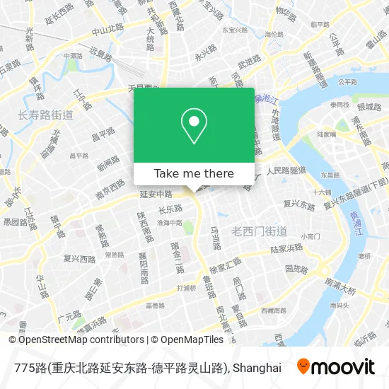 775路(重庆北路延安东路-德平路灵山路) map