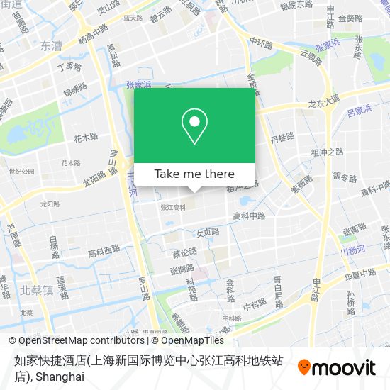 如家快捷酒店(上海新国际博览中心张江高科地铁站店) map