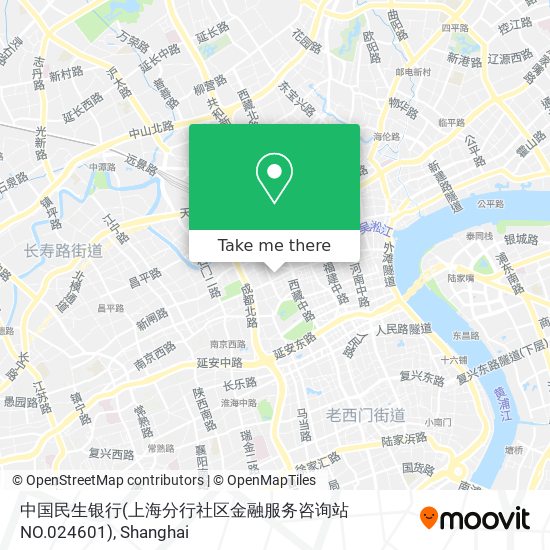中国民生银行(上海分行社区金融服务咨询站NO.024601) map
