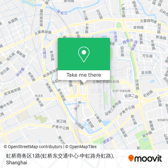 虹桥商务区1路(虹桥东交通中心-申虹路舟虹路) map