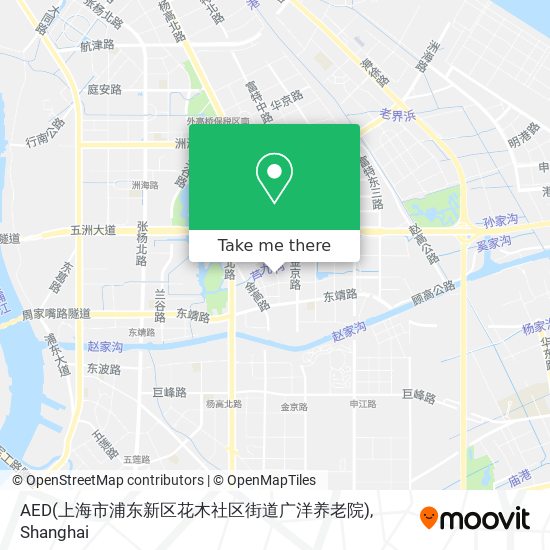 AED(上海市浦东新区花木社区街道广洋养老院) map