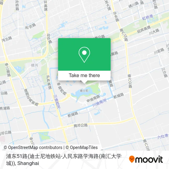 浦东51路(迪士尼地铁站-人民东路学海路(南汇大学城)) map