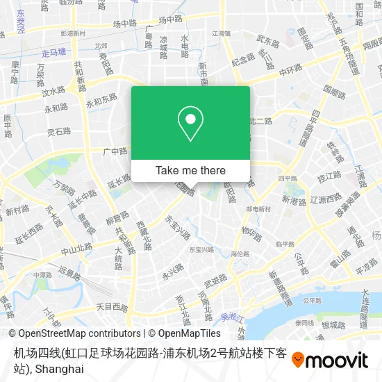 机场四线(虹口足球场花园路-浦东机场2号航站楼下客站) map