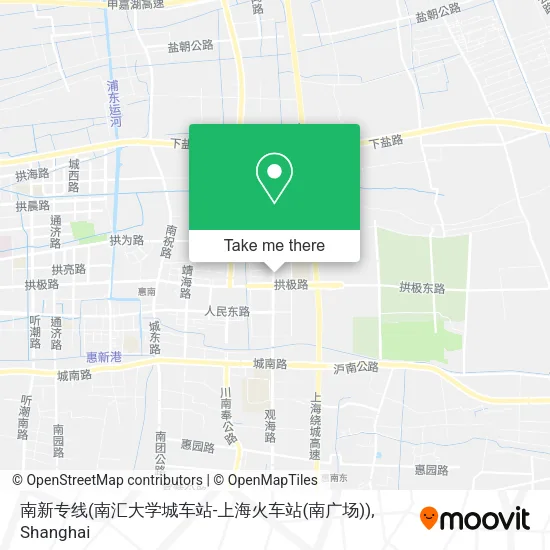 南新专线(南汇大学城车站-上海火车站(南广场)) map