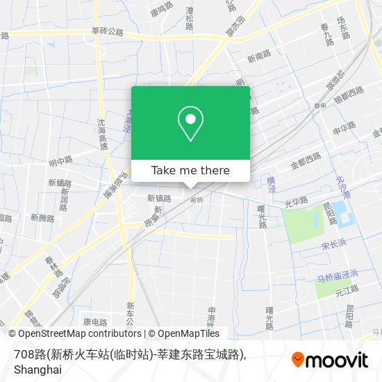 708路(新桥火车站(临时站)-莘建东路宝城路) map